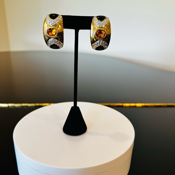 VOGUE BIJOUX VINTAGE RETRO ICONIC COUTURE LUXURY AUTHENTIC RUNWAY GLAM EARRINGS - Picture 11 of 17